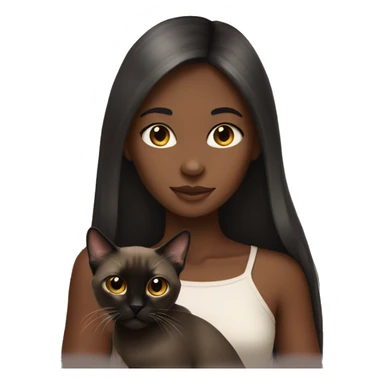 Dark-skined girl long hair with siamese cat sticker