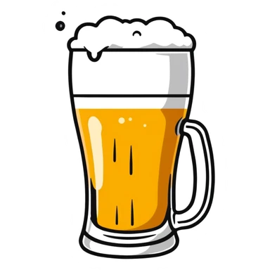 A refreshing glass of cold beer with bubbles and foam sticker