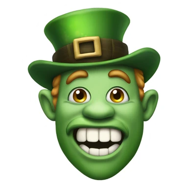 Leprechaun with laughably crossed eyes and an open mouth with crooked teeth. Just one  sticker