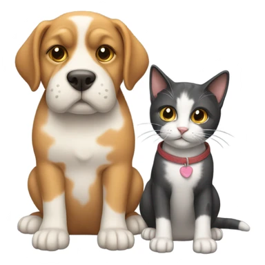 Cat with a dog by side it sticker