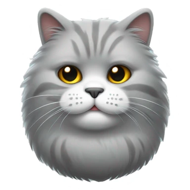 Grey fluffly fat cat sticker