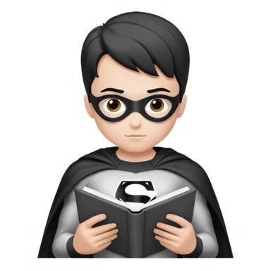 Superhero kid reading a book lineart sticker