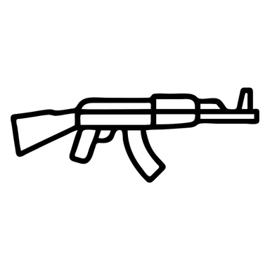 black outline icon AK-47 assault rifle, no background sticker