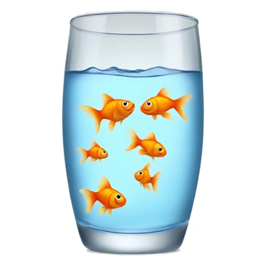 Glass of water with goldfish sticker