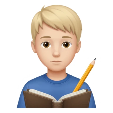 Teen boy drawing in notebook sticker