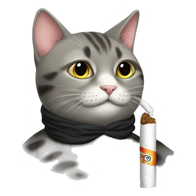 cat with cigaret sticker