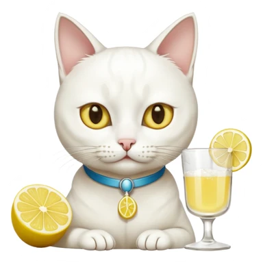 White Cat drinking tequila  With lemon and salt  sticker