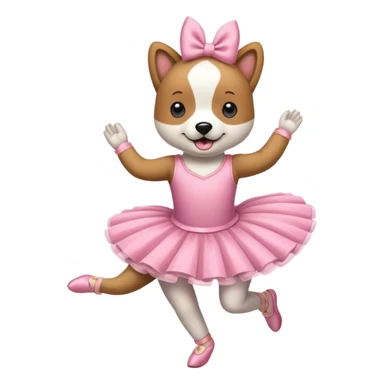 Perro vestido de bailarina corriendo tomando café  sticker