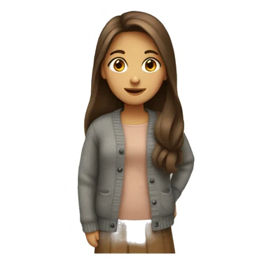 Girl with long brown hair, cardigan  sticker
