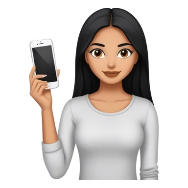 beautiful fit woman, with long straight black hair, with make up, black eye liner, smile mooth close, mexican, brown skin, wearing casual outfit, flirting sticker