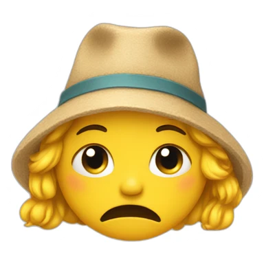 crying while wearing a cute hat sticker