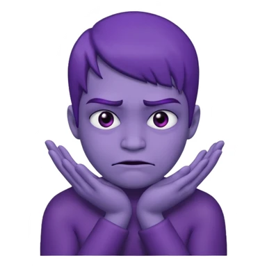 Grimace face, half frown with a side eye and hands clasped together sticker