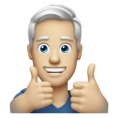 A man with thumbs up blue eyes sticker