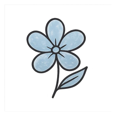 light blue flower, hand-drawn outline icon style, sketchy and casual sticker
