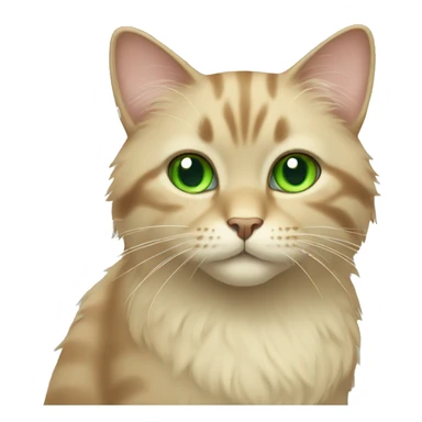 Beige cat with green eyes fluffy sticker