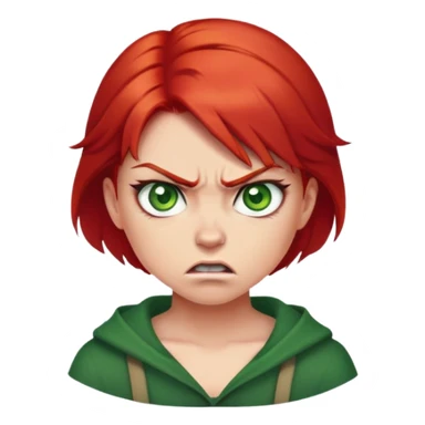 Angry girl with red hair and green eyes sticker