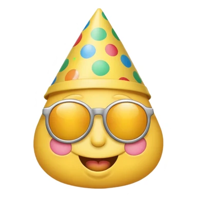 winking face emoji with party hat and sunglasses sticker
