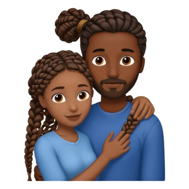 dark skin, black girl with black and brown braids, hugging her Mediterranean boyfriend with brown hair and dark skin sticker