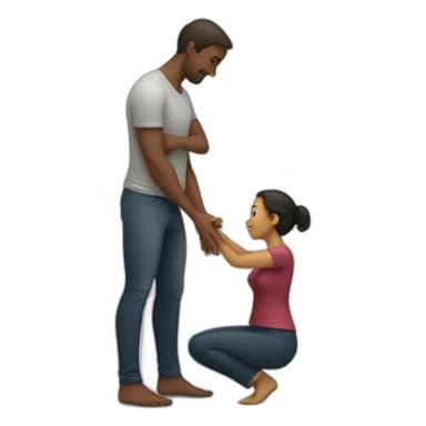 Man on knees facing woman sticker