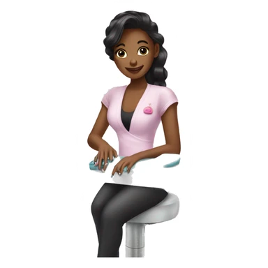 Girl getting a manicure at nail salon sticker