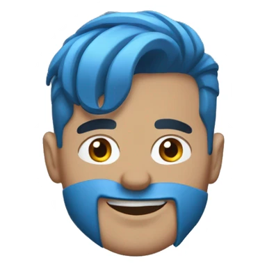 guy with blue hair and low taper fade with blue jacket sticker