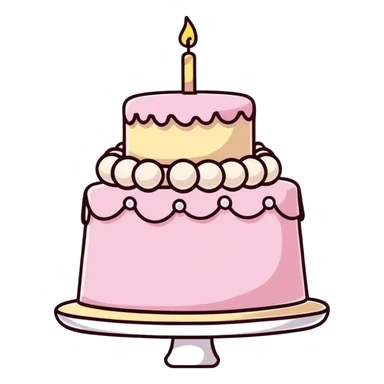 light pink birthday cake decorated with pearls sticker