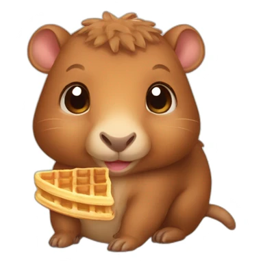 cute baby capibara with waffle sticker