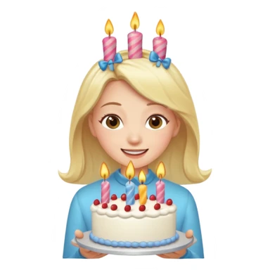 a girl blowing a cake sticker