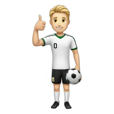 young white man in his 20s giving a thumbs up and related to soccer sticker