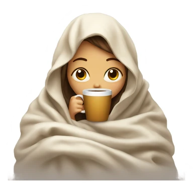 Light girl inside a blanket sipping coffee eyes closed sticker