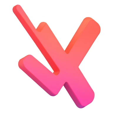 3D icon inspired by Airbnb branding, a bold tick mark for success, smooth and minimal, using pink and coral hues, no text sticker