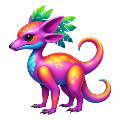 Multi-colored, neon-colored, randomly-colored Toxic Tropical Fionbri-Falvie-Vernid-Fakémon-creature (full body) sticker
