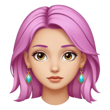 very pretty candy shop girl face with unique color hair and earrings sticker