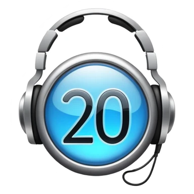 Music playlist badge with large "2010" number in the center, with headphones sticker