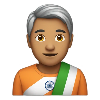 A person in Indian flag colors sticker
