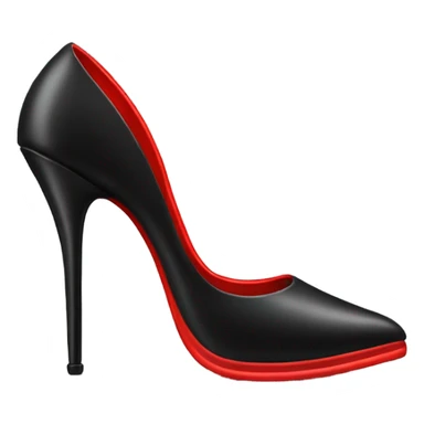 Black high heel stiletto with a red under sole sticker