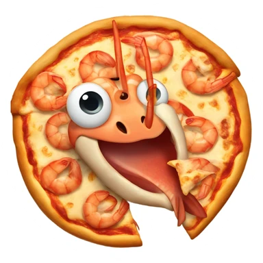 Shrimp eating pizza sticker