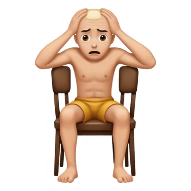 Scared human sit on a chair, head in the hands, scared sticker