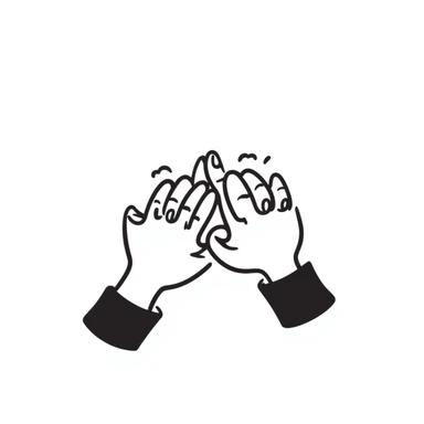 two hands clasped together, showing friendship, hand drawn doodle style illustration sticker