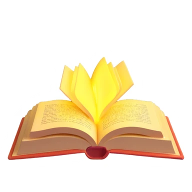 a magical book glowing with yellow light, symbolizing learning sticker