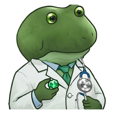 doctor bufo holding green diamond sticker