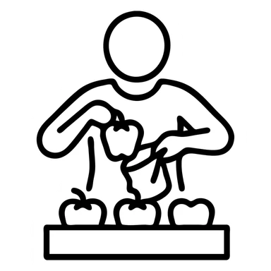 Woman's hands picking fresh red bell pepper from a produce display into a plastic bag at a supermarket
 sticker