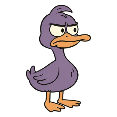 purple duck in flat toon style sticker