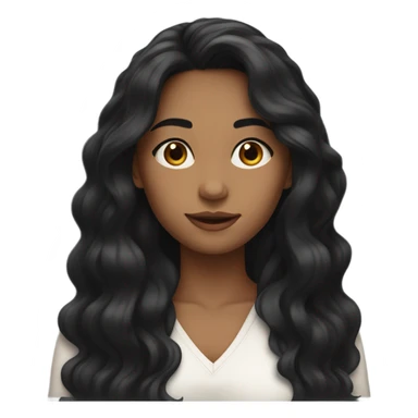 A young woman with fair skin and long, wavy black hair. sticker