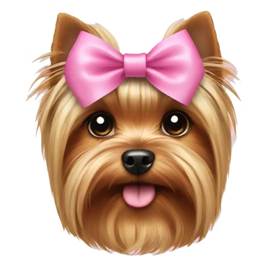 yorkshire terrier with  pink bow  sticker