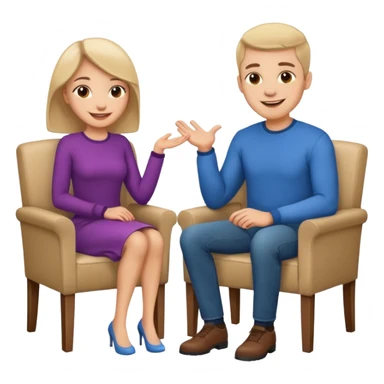 One man and one woman sitting face to face on the same chair sticker