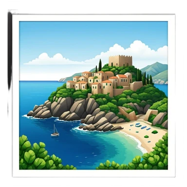a mediterranean island seen from the sea sticker