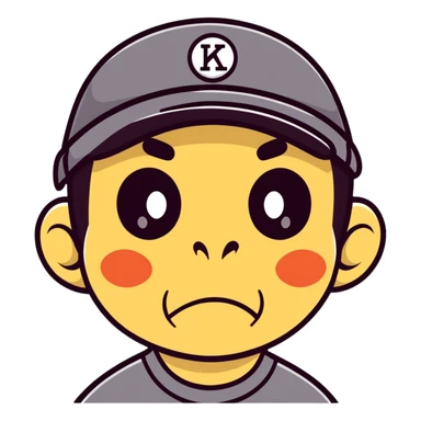 boy ape face with baseball cap sticker