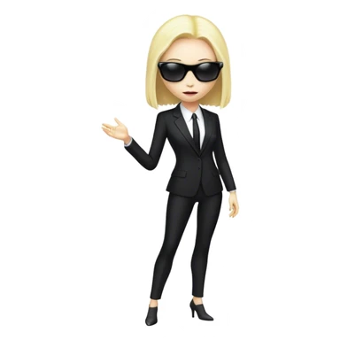 a blonde reptilian alien woman as men in black, full body, full figure sticker