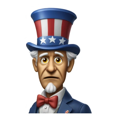 Uncle Sam with pitiful eyes up to his waist photorealistic serious sticker